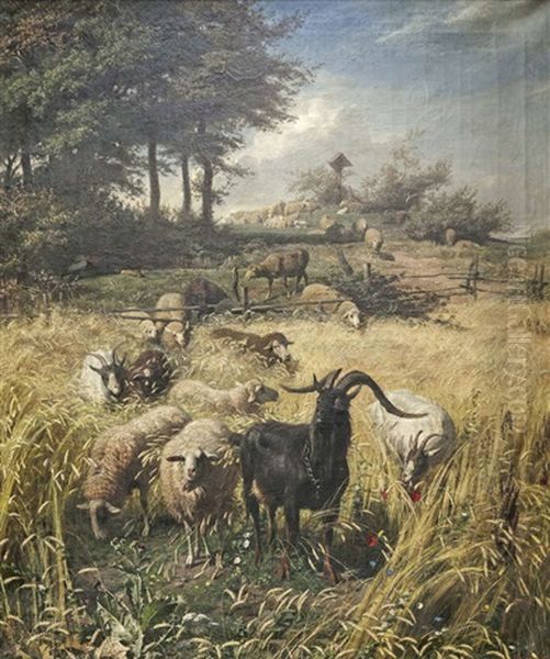 A Warning To Sleeping Shepherds Oil Painting by Johann Baptist Hofner