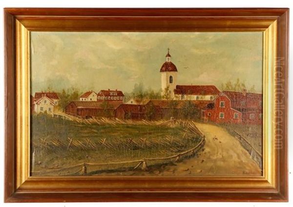 View Of Village Oil Painting by Franz Xaver Von Hofstetten