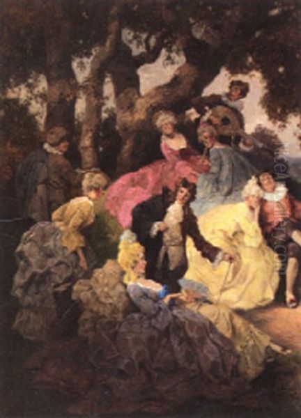 Gesellschaft Im Freien Oil Painting by Rudolf Alfred Hoeger