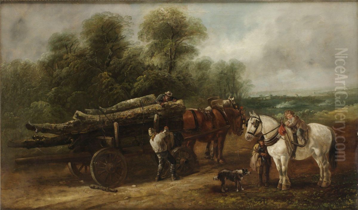 The Lumber Wagon Oil Painting by John Barker