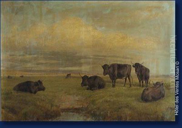 Paysage Ecossais Au Vaches Des Highlands Oil Painting by John Barker