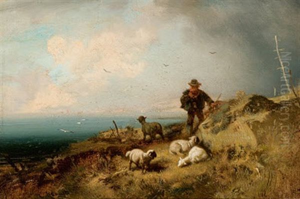 Schafhirte An Der Kuste Oil Painting by Charles Hoguet