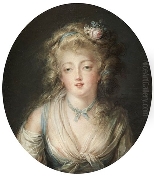 Bildnis Einer Jungen Dame Oil Painting by Claude Jean Baptiste Hoin