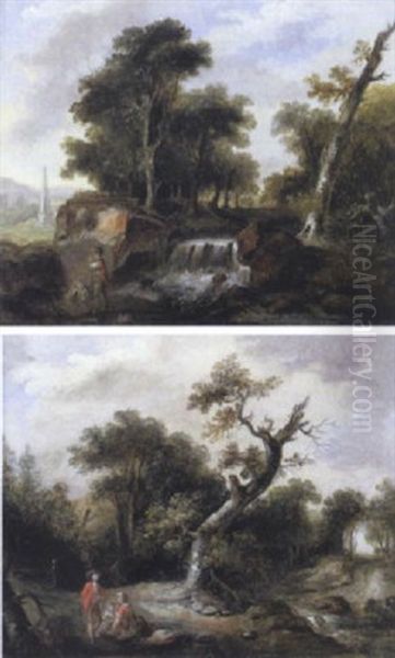 Paysage Anime Oil Painting by Claude Jean Baptiste Hoin