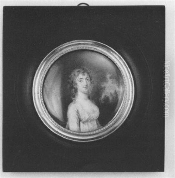 Henriette Barraud De La Riviere Oil Painting by Claude Jean Baptiste Hoin