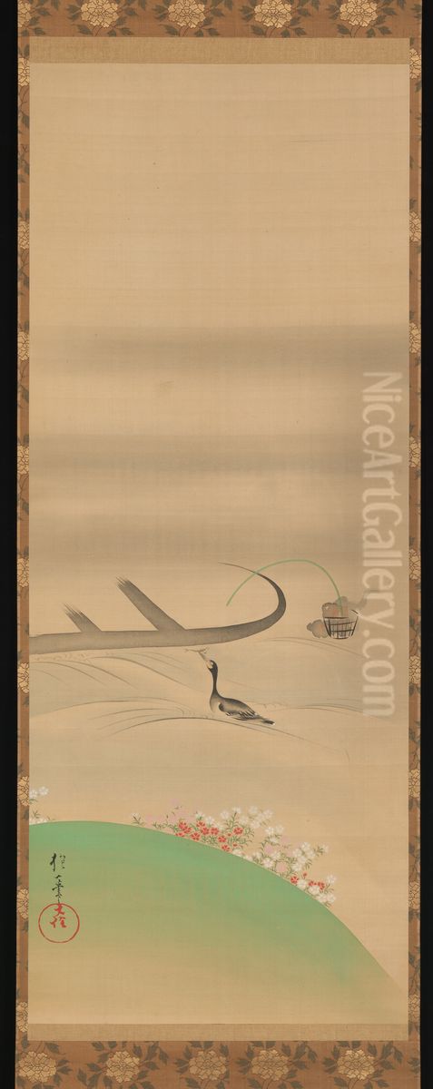 Cormorant Fishing Oil Painting by Sakai Hoitsu