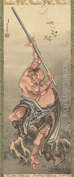 Lu Zhishen, Bandit Hero From The Chinese Novel Outlaws Of The Marsh Oil Painting by Katsushika Hokusai