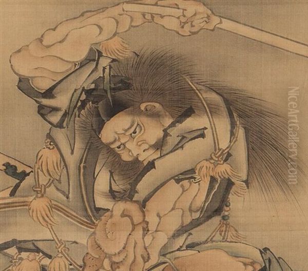 Shoki Oil Painting by Katsushika Hokusai