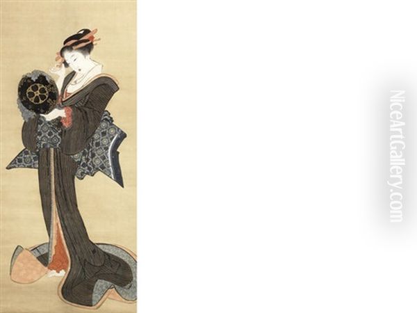 Kakejiku, Painted In Ink, Gold And Colour On Silk Oil Painting by Katsushika Hokusai