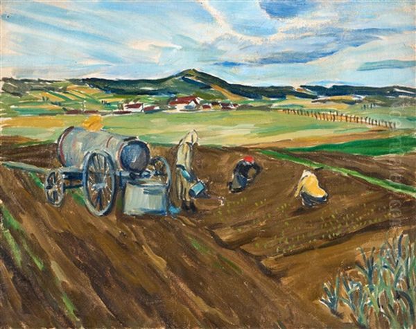 Prace Na Poli Oil Painting by Karel Holan