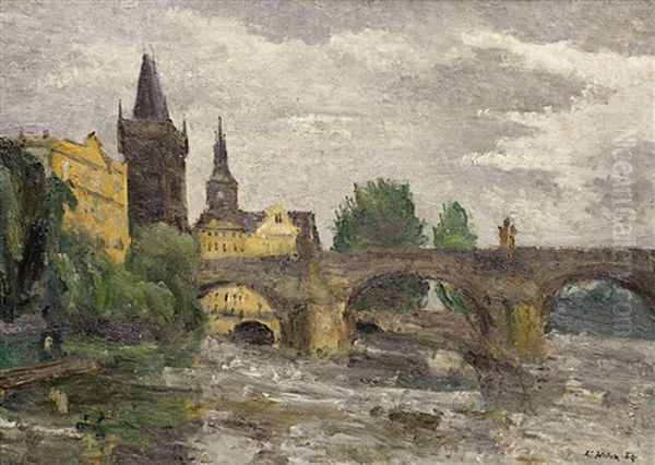 U Karlova Mostu Oil Painting by Karel Holan