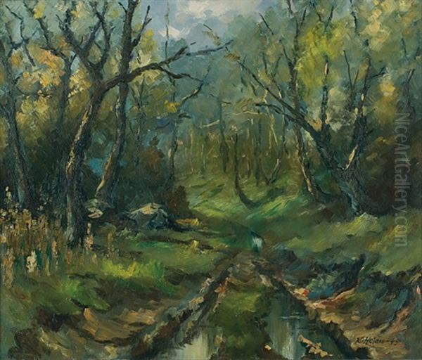 Les Na Krusnych Horach Oil Painting by Karel Holan