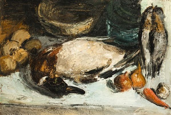 Stillleben Mit Ente Oil Painting by Karel Holan