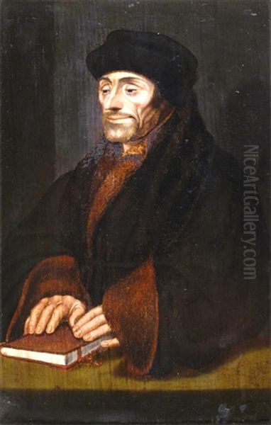 Portrait Of Desiderius Erasmus (1466-1536) Oil Painting by Hans Holbein the Younger