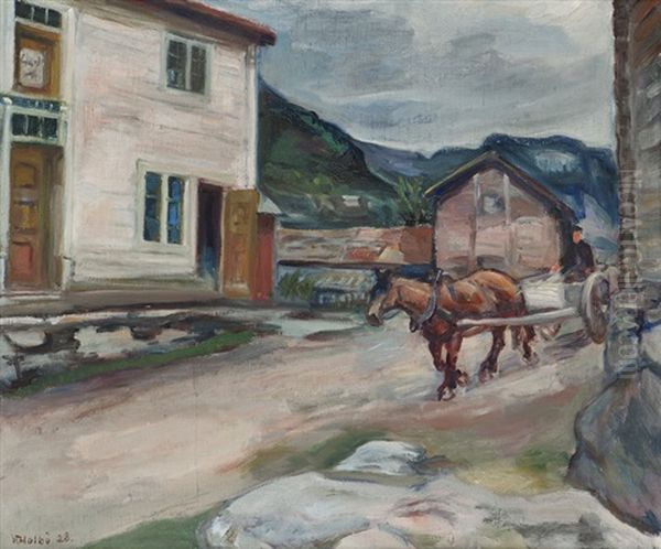 Fortun In Sogn Oil Painting by Kristen Holbo