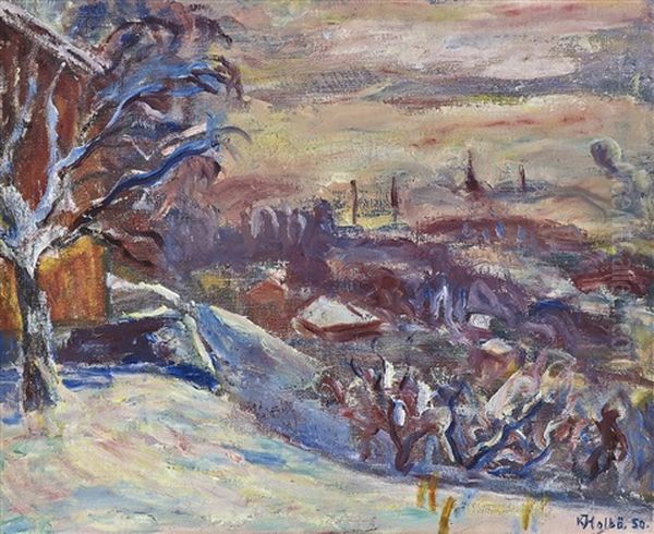 Vinter, Lillehammer Oil Painting by Kristen Holbo