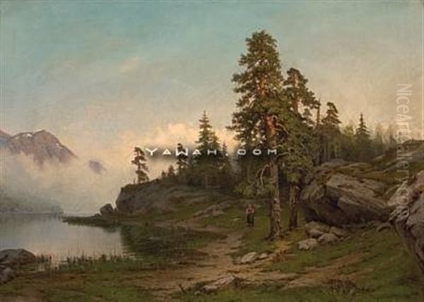 Norsk Insjoe, Motiv Fra Vosfj Oil Painting by Jacob Julius Holck