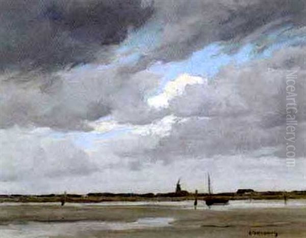 Breydon Water Oil Painting by Edgar Thomas Holding