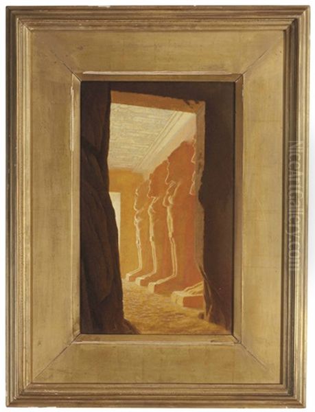 Interior Of Rock Temple, Abou Simbel, Nubia Oil Painting by Henry Holiday