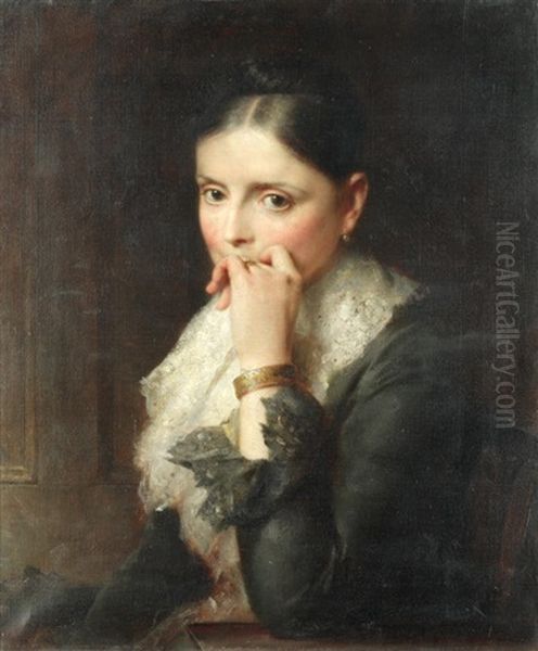 Thoughtful Oil Painting by Frank Holl