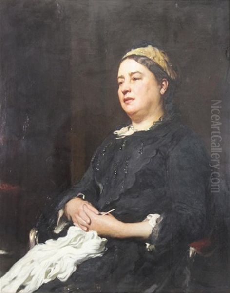 Portrait Of A Seated Woman Oil Painting by Frank Holl
