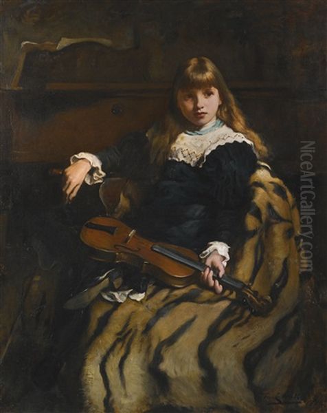 The First Violin Oil Painting by Frank Holl