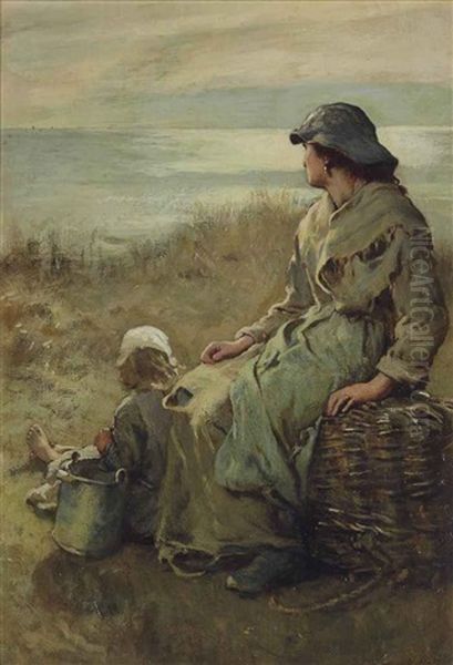 Waiting The Return Of The Boats, Cullercoats, Northumberland Oil Painting by Frank Holl