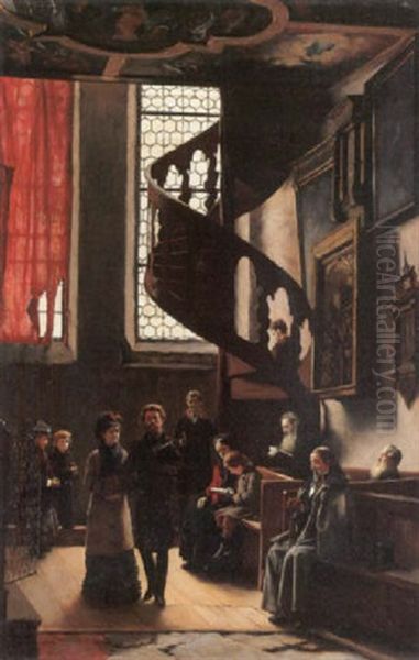 Sunday Morning Oil Painting by Frank Holl