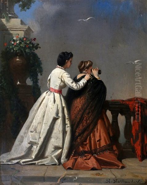 Uitkijken Over De Balustrade Oil Painting by Hendrik Hollander