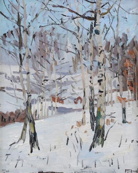 Birken Im Schnee (hinter Dem Schonblick) Oil Painting by Felix Hollenberg