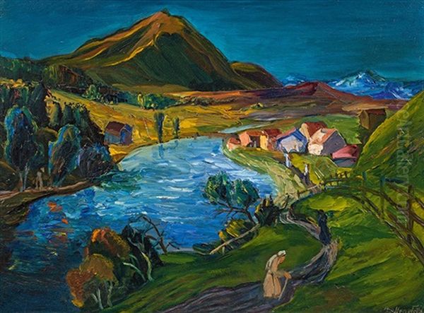 Inn Landscape Oil Painting by Stephanie Hollenstein