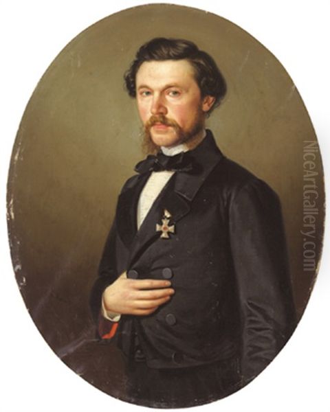 Portrait Eines Herren (+ Portrait Einer Dame; Pair) Oil Painting by Christian Frederik Holm