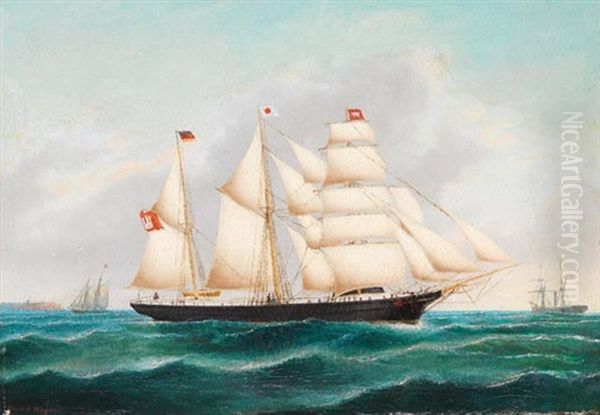 Hamburger Dreimastschoner Chusan Oil Painting by Peter Christian Holm