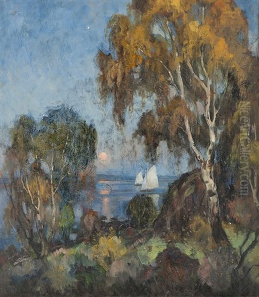 Sommernatt I Nordland Oil Painting by Thorolf Holmboe