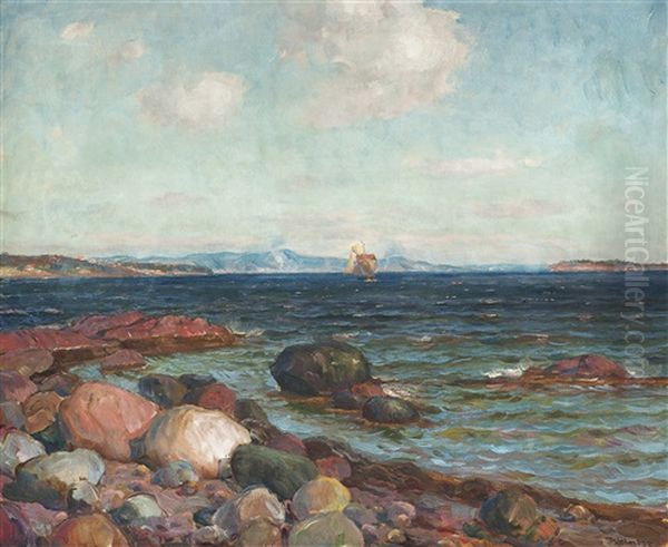 Nordavind Asgardstrand Oil Painting by Thorolf Holmboe
