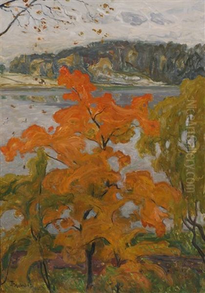 Hostlandskap Fra Frognerkilen Oil Painting by Thorolf Holmboe