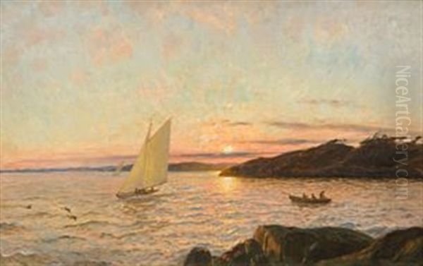 Aftenseilas Oil Painting by Thorolf Holmboe