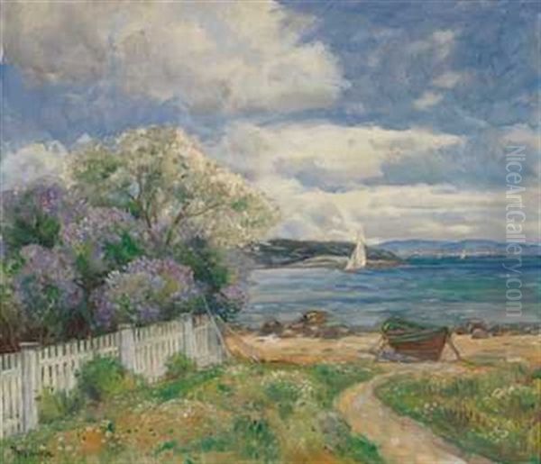 Landskap Fra Oslofjorden Oil Painting by Thorolf Holmboe