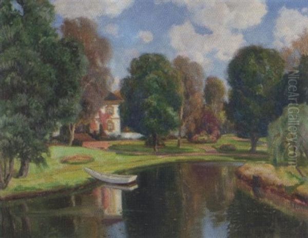 Hagelandskap Med Hvit Pram Oil Painting by Thorolf Holmboe