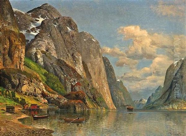 Sommerliche Fjordlandschaft Oil Painting by Joseph Holmstedt