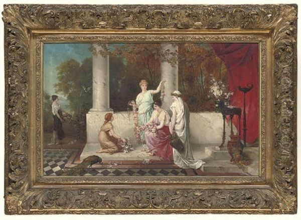 Allegory Of Spring Oil Painting by Constantin Hoelscher