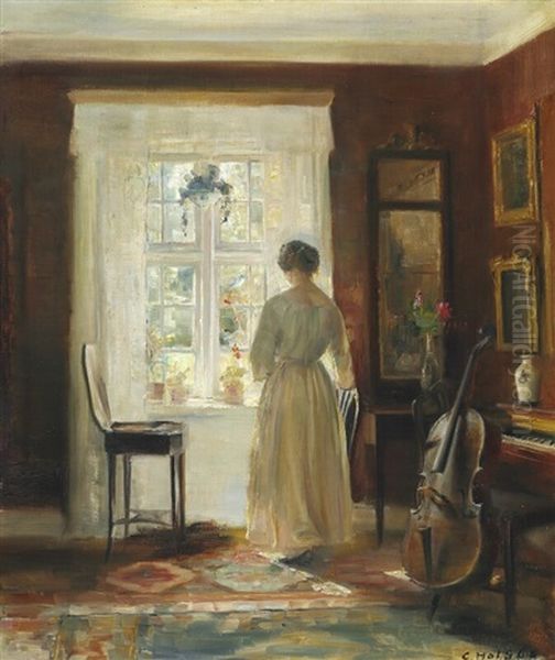 By The Window Oil Painting by Carl Vilhelm Holsoe