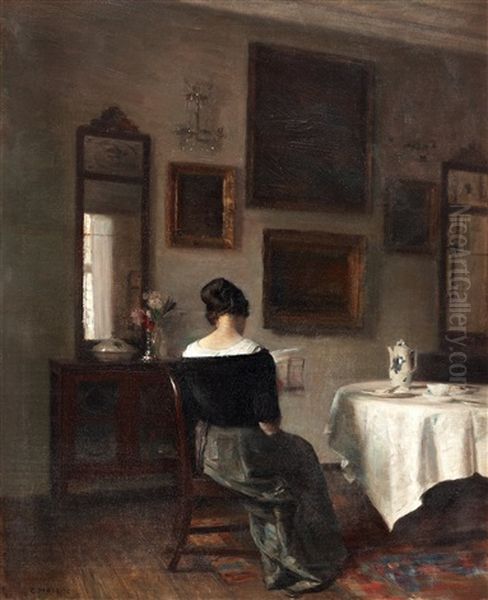 Vid Frukostbordet Oil Painting by Carl Vilhelm Holsoe