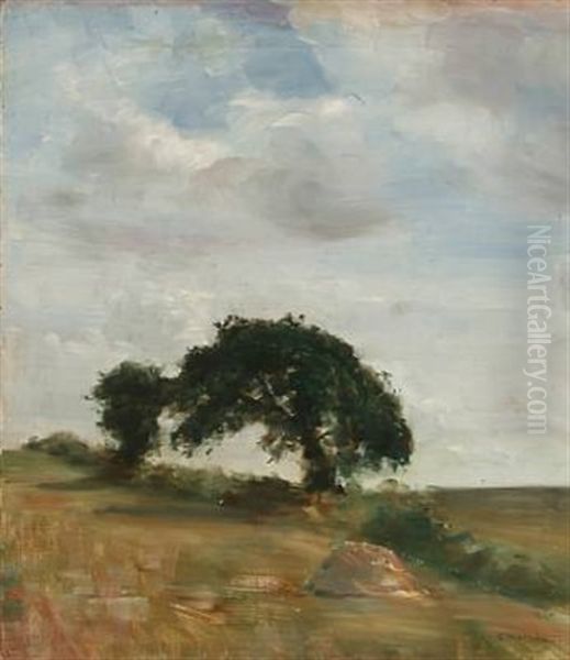Landscape With Old Trees And High Sky Oil Painting by Carl Vilhelm Holsoe