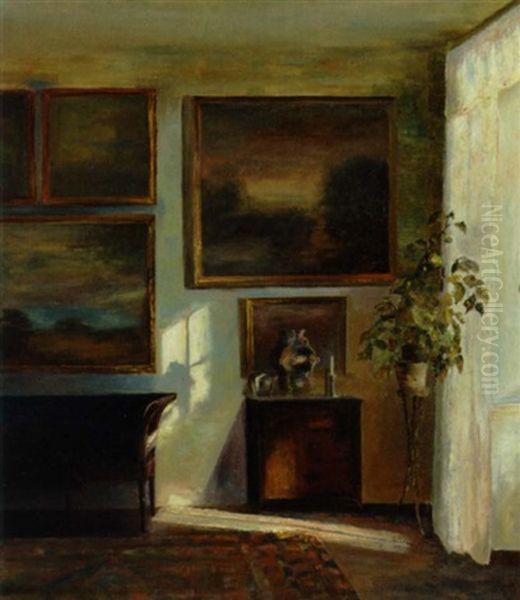 Sollys Gennem Vinduet Oil Painting by Carl Vilhelm Holsoe