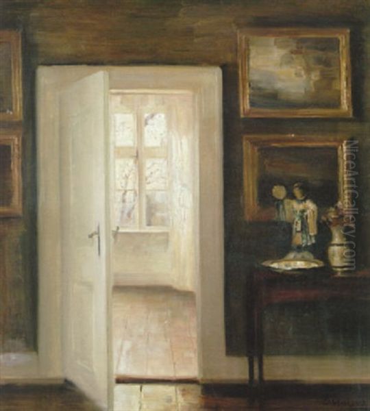 Rumsinterior Oil Painting by Carl Vilhelm Holsoe