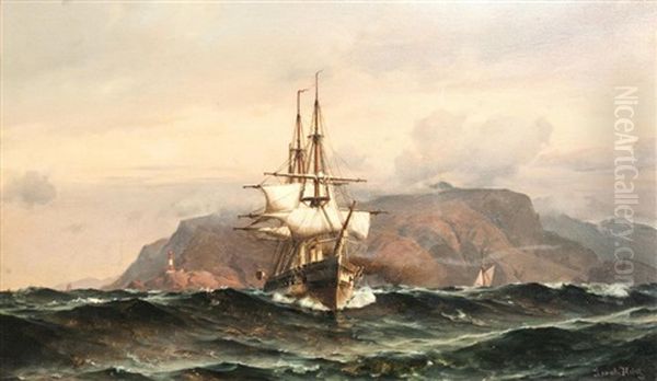 Shipping Off Gibraltar Oil Painting by Laurits Bernhard Holst