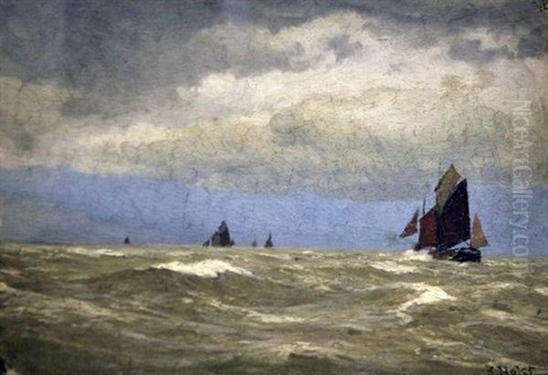 Stormy Day, North Sea Oil Painting by Laurits Bernhard Holst