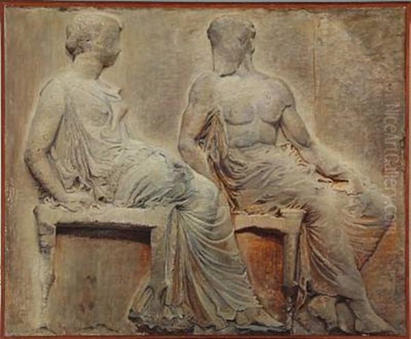 Motif From The Parthenon Frieze On Acropolis In Athens Oil Painting by Sophie Holten