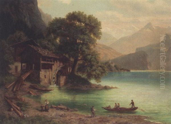 Brienzersee Oil Painting by Johann Rudolph Holzhalb